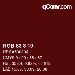 Color code: RGB 83 8 10 | qconv.com