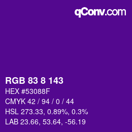 Color code: RGB 83 8 143 | qconv.com