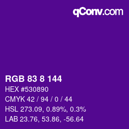 Color code: RGB 83 8 144 | qconv.com