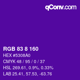 颜色代码: RGB 83 8 160 | qconv.com