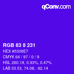 Color code: RGB 83 8 231 | qconv.com