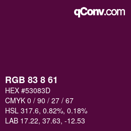カラーコード: RGB 83 8 61 | qconv.com