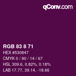Color code: RGB 83 8 71 | qconv.com