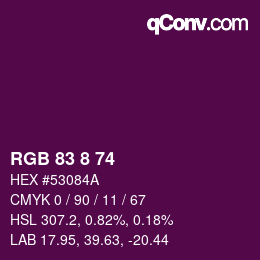 カラーコード: RGB 83 8 74 | qconv.com