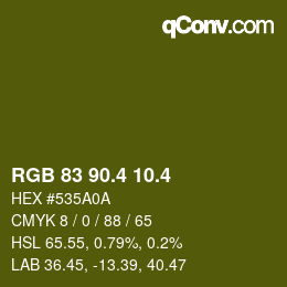 カラーコード: RGB 83 90.4 10.4 | qconv.com
