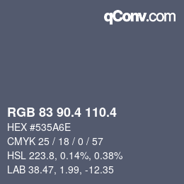 カラーコード: RGB 83 90.4 110.4 | qconv.com