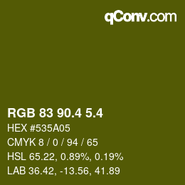 カラーコード: RGB 83 90.4 5.4 | qconv.com
