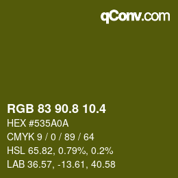 カラーコード: RGB 83 90.8 10.4 | qconv.com