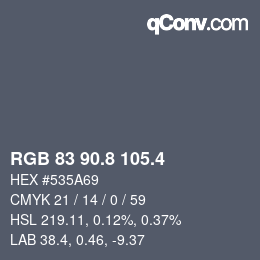 カラーコード: RGB 83 90.8 105.4 | qconv.com