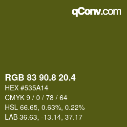 カラーコード: RGB 83 90.8 20.4 | qconv.com