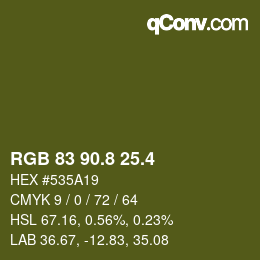 カラーコード: RGB 83 90.8 25.4 | qconv.com