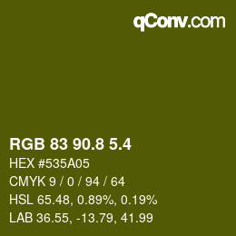 カラーコード: RGB 83 90.8 5.4 | qconv.com