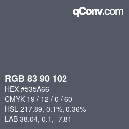 カラーコード: RGB 83 90 102 | qconv.com