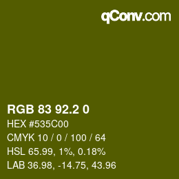カラーコード: RGB 83 92.2 0 | qconv.com