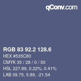 カラーコード: RGB 83 92.2 128.6 | qconv.com