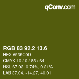 カラーコード: RGB 83 92.2 13.6 | qconv.com