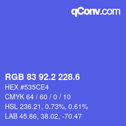 カラーコード: RGB 83 92.2 228.6 | qconv.com