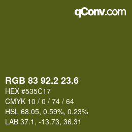 カラーコード: RGB 83 92.2 23.6 | qconv.com