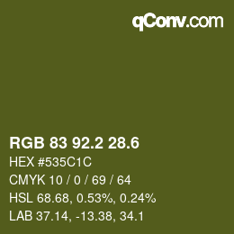 カラーコード: RGB 83 92.2 28.6 | qconv.com