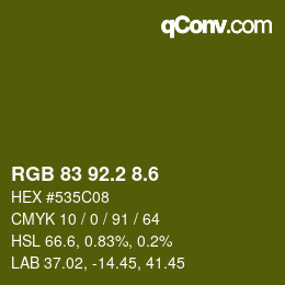 カラーコード: RGB 83 92.2 8.6 | qconv.com