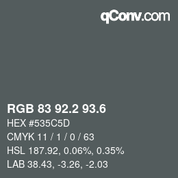 カラーコード: RGB 83 92.2 93.6 | qconv.com