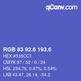 カラーコード: RGB 83 92.6 193.6 | qconv.com
