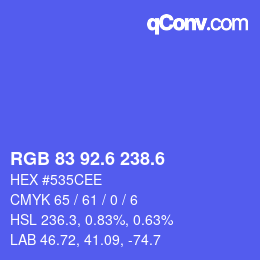カラーコード: RGB 83 92.6 238.6 | qconv.com