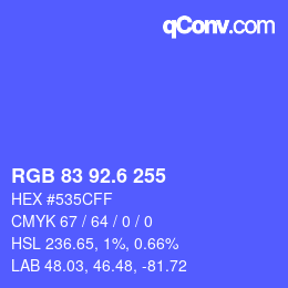 カラーコード: RGB 83 92.6 255 | qconv.com
