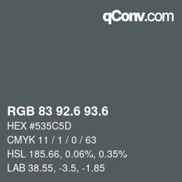 カラーコード: RGB 83 92.6 93.6 | qconv.com
