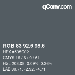 カラーコード: RGB 83 92.6 98.6 | qconv.com