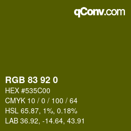 Color code: RGB 83 92 0 | qconv.com