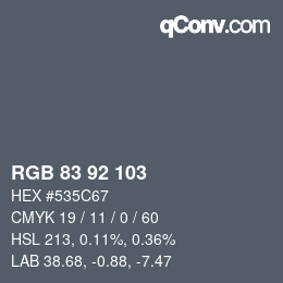 Color code: RGB 83 92 103 | qconv.com