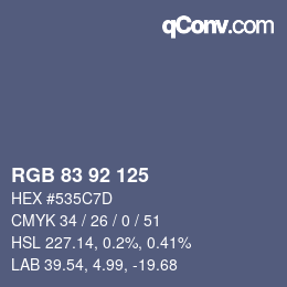 カラーコード: RGB 83 92 125 | qconv.com