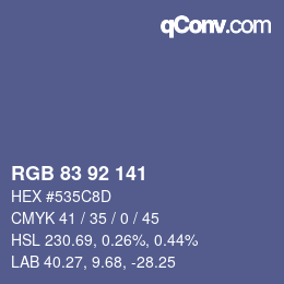 颜色代码: RGB 83 92 141 | qconv.com