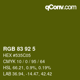 颜色代码: RGB 83 92 5 | qconv.com