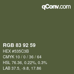 カラーコード: RGB 83 92 59 | qconv.com