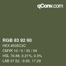 カラーコード: RGB 83 92 60 | qconv.com