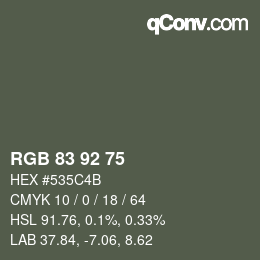 カラーコード: RGB 83 92 75 | qconv.com
