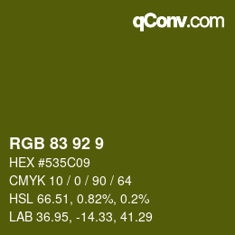Color code: RGB 83 92 9 | qconv.com