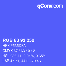 Color code: RGB 83 93 250 | qconv.com