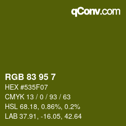 Color code: RGB 83 95 7 | qconv.com