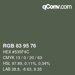 カラーコード: RGB 83 95 76 | qconv.com