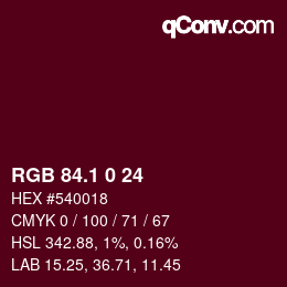 カラーコード: RGB 84.1 0 24 | qconv.com