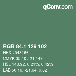 Color code: RGB 84.1 129 102 | qconv.com