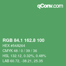 カラーコード: RGB 84.1 162.8 100 | qconv.com