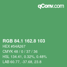 カラーコード: RGB 84.1 162.8 103 | qconv.com
