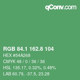 カラーコード: RGB 84.1 162.8 104 | qconv.com