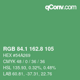 カラーコード: RGB 84.1 162.8 105 | qconv.com