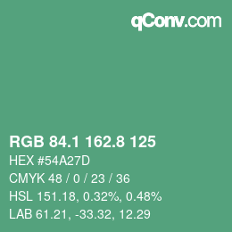 Color code: RGB 84.1 162.8 125 | qconv.com