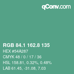 Farbcode: RGB 84.1 162.8 135 | qconv.com